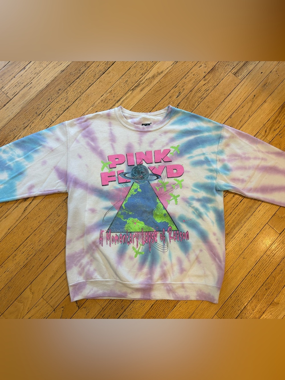 Pink Floyd Pastel Tie-Dye Crewneck Sweatshirt - Pink, Blue, Purple, Neon Green